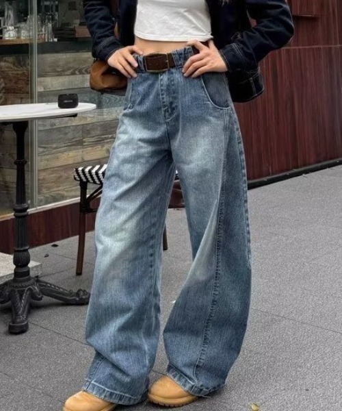 Vipoa(ヴィポア)の「アメリカンレトロワイドデニムパンツ(デニムパンツ・レディース・ブルー・LARGE/MEDIUM)」の3枚目の写真