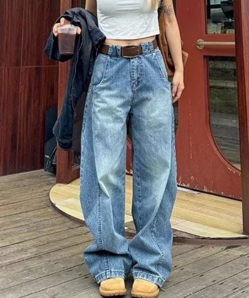 Vipoa(ヴィポア)の「アメリカンレトロワイドデニムパンツ(デニムパンツ・レディース・ブルー・LARGE/MEDIUM)」の13枚目の写真