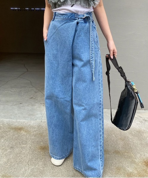 WRAP DENIM WIDE PANTS（デニムパンツ）｜Ameri（アメリ）の