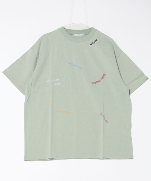 セール】Embroidery LOGO over size Tshirts 刺繍ロゴオーバー