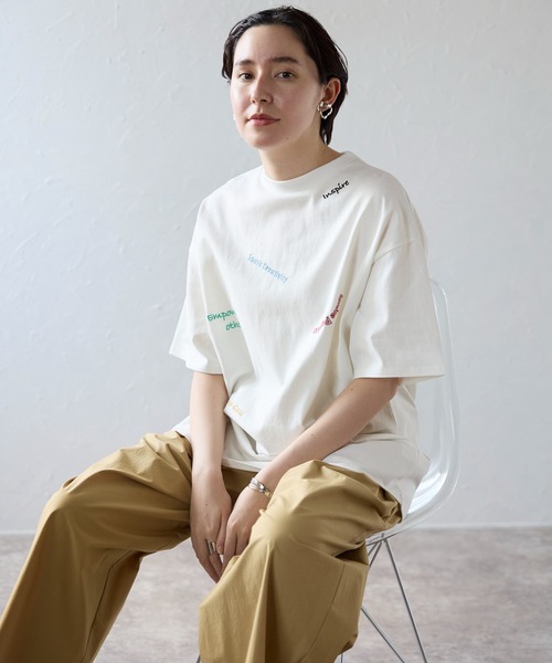 セール】Embroidery LOGO over size Tshirts 刺繍ロゴオーバー