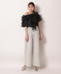 Mystrada フリルシアーブラウス 白 Mystrada（マイストラーダ）の「シアーフリルブラウス（シャツ