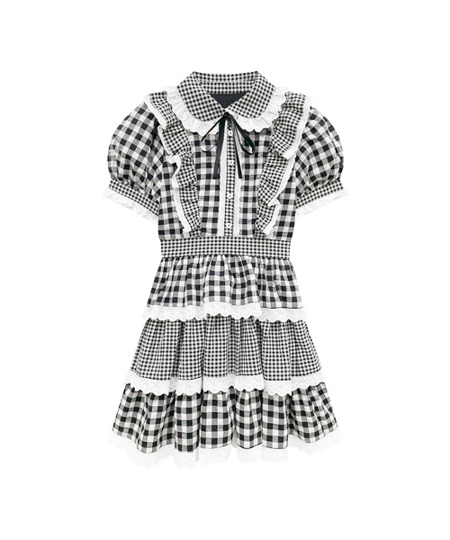 Honey Cinnamon(ハニーシナモン)の「ギンガム3段フリルワンピース(ワンピース・レディース・ラベンダー/ブラック・FREE)」の13枚目の写真