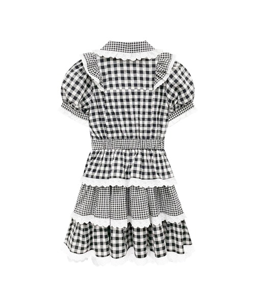 Honey Cinnamon(ハニーシナモン)の「ギンガム3段フリルワンピース(ワンピース・レディース・ラベンダー/ブラック・FREE)」の14枚目の写真