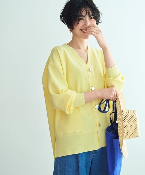 Elura（エルーラ）の「＜WEB限定カラー＞もっちり立体オーバーカーディガン/327462（カーディガン/ボレロ・レディース・ブルー/ネイビー/オフホワイト/ライトピンク/ライトイエロー/ライトグレー/ブラウン系その他/ブラック/ピンク/ダークブラウン/ロイヤルブルー/ライトブルー/レッド/ミント・FREE）」の12枚目の写真