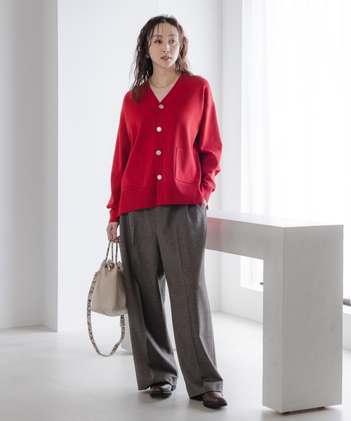 WEB限定カラー＞もっちり立体オーバーカーディガン/327462