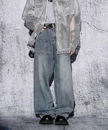 EFFECTION // vintage wash 6pocket wide straight denim pants〈ヴィンテージウォッシュ加工 6ポケット ワイド ストレート デニム パンツ〉