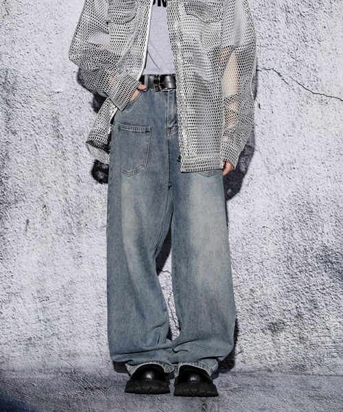 EFFECTION(エフェクション)の「EFFECTION // vintage wash 6pocket wide straight denim pants〈ヴィンテージウォッシュ加工 6ポケット ワイド ストレート デニム パンツ〉(デニムパンツ・メンズ・ブルー系その他/ブルー系その他2/ブラック系その他・MEDIUM/LARGE/X-LARGE)」の1枚目の写真