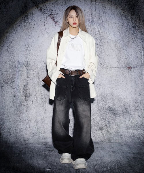 EFFECTION(エフェクション)の「EFFECTION // vintage wash 6pocket wide straight denim pants〈ヴィンテージウォッシュ加工 6ポケット ワイド ストレート デニム パンツ〉(デニムパンツ・メンズ・ブルー系その他/ブルー系その他2/ブラック系その他・MEDIUM/LARGE/X-LARGE)」の4枚目の写真