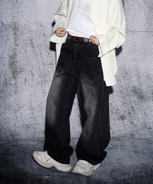 EFFECTION(エフェクション)の「EFFECTION // vintage wash 6pocket wide straight denim pants〈ヴィンテージウォッシュ加工 6ポケット ワイド ストレート デニム パンツ〉(デニムパンツ・メンズ・ブルー系その他/ブルー系その他2/ブラック系その他・MEDIUM/LARGE/X-LARGE)」の12枚目の写真