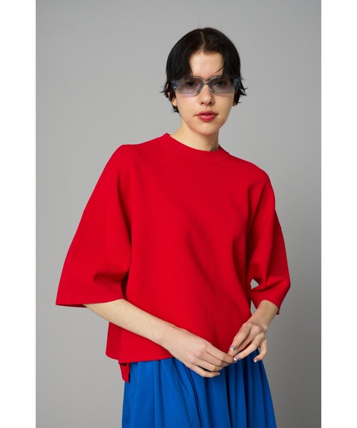 HeRIN.CYE（ヘリンドットサイ）の「Box knit tops　　ボックスニットトップス（ニット/セーター・レディース・ブラック/オフホワイト/レッド/オレンジ・FREE）」の4枚目の写真