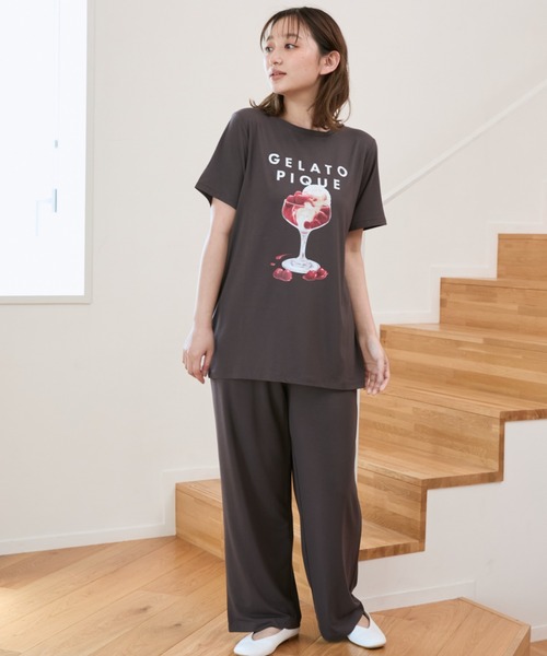 ジェラートピケCOOLレーヨン デザートロゴTシャツ＆パンツ上下セット セール】【ラッピング済み】COOLレーヨンデザートロゴTシャツ
