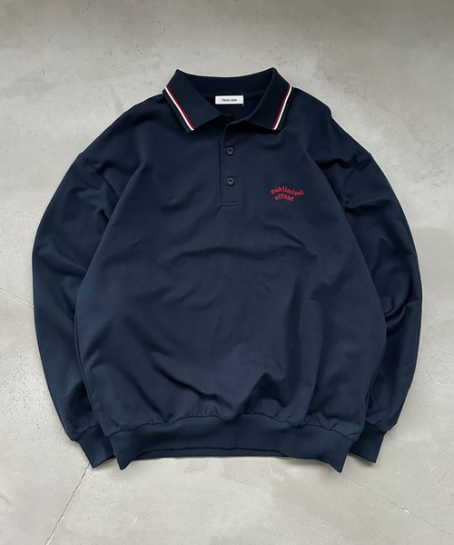 Adoon plain(アドーンプレーン)の「MINI PILE WAVE LOGO POLO / ミニ裏毛ウェーブロゴポロシャツ(ポロシャツ・メンズ・ライトグレー/ブラック/ネイビー・LARGE/MEDIUM)」の3枚目の写真