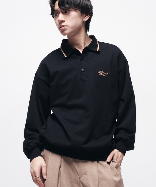 Adoon plain(アドーンプレーン)の「MINI PILE WAVE LOGO POLO / ミニ裏毛ウェーブロゴポロシャツ(ポロシャツ・メンズ・ライトグレー/ブラック/ネイビー・LARGE/MEDIUM)」の2枚目の写真