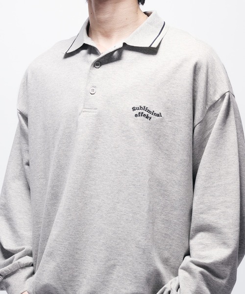 Adoon plain(アドーンプレーン)の「MINI PILE WAVE LOGO POLO / ミニ裏毛ウェーブロゴポロシャツ(ポロシャツ・メンズ・ライトグレー/ブラック/ネイビー・LARGE/MEDIUM)」の15枚目の写真