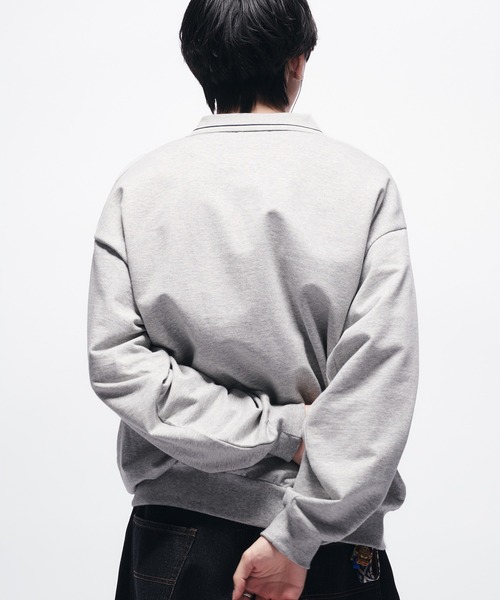 Adoon plain(アドーンプレーン)の「MINI PILE WAVE LOGO POLO / ミニ裏毛ウェーブロゴポロシャツ(ポロシャツ・メンズ・ライトグレー/ブラック/ネイビー・LARGE/MEDIUM)」の18枚目の写真