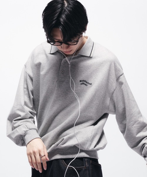 Adoon plain(アドーンプレーン)の「MINI PILE WAVE LOGO POLO / ミニ裏毛ウェーブロゴポロシャツ(ポロシャツ・メンズ・ライトグレー/ブラック/ネイビー・LARGE/MEDIUM)」の17枚目の写真