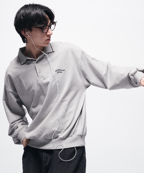 Adoon plain(アドーンプレーン)の「MINI PILE WAVE LOGO POLO / ミニ裏毛ウェーブロゴポロシャツ(ポロシャツ・メンズ・ライトグレー/ブラック/ネイビー・LARGE/MEDIUM)」の16枚目の写真