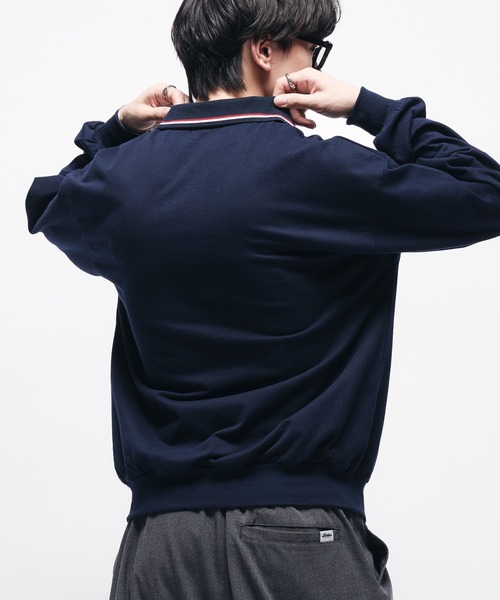Adoon plain(アドーンプレーン)の「MINI PILE WAVE LOGO POLO / ミニ裏毛ウェーブロゴポロシャツ(ポロシャツ・メンズ・ライトグレー/ブラック/ネイビー・LARGE/MEDIUM)」の12枚目の写真