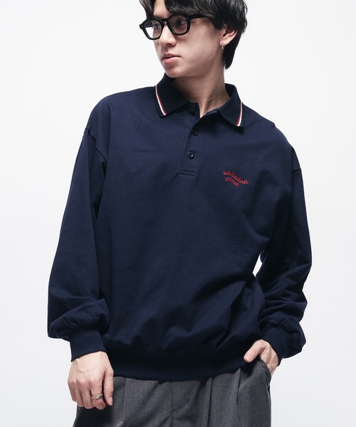 Adoon plain(アドーンプレーン)の「MINI PILE WAVE LOGO POLO / ミニ裏毛ウェーブロゴポロシャツ(ポロシャツ・メンズ・ライトグレー/ブラック/ネイビー・LARGE/MEDIUM)」の11枚目の写真