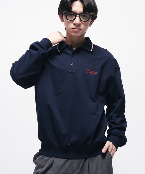 Adoon plain(アドーンプレーン)の「MINI PILE WAVE LOGO POLO / ミニ裏毛ウェーブロゴポロシャツ(ポロシャツ・メンズ・ライトグレー/ブラック/ネイビー・LARGE/MEDIUM)」の10枚目の写真