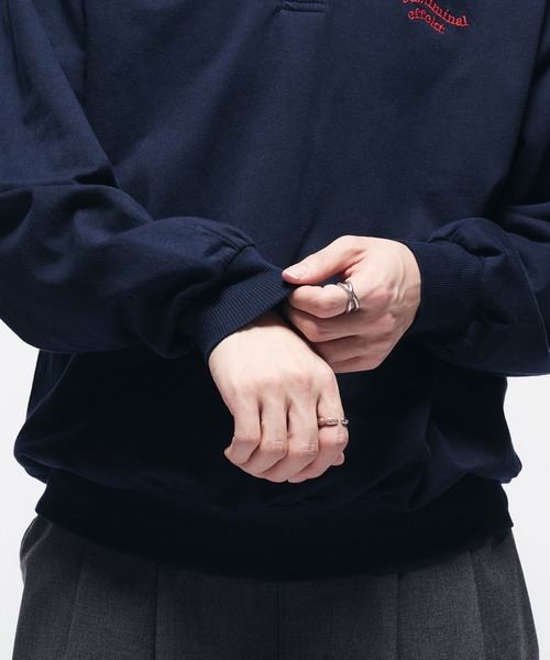 Adoon plain(アドーンプレーン)の「MINI PILE WAVE LOGO POLO / ミニ裏毛ウェーブロゴポロシャツ(ポロシャツ・メンズ・ライトグレー/ブラック/ネイビー・LARGE/MEDIUM)」の4枚目の写真