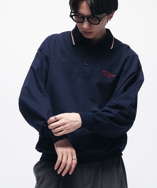 Adoon plain(アドーンプレーン)の「MINI PILE WAVE LOGO POLO / ミニ裏毛ウェーブロゴポロシャツ(ポロシャツ・メンズ・ライトグレー/ブラック/ネイビー・LARGE/MEDIUM)」の9枚目の写真