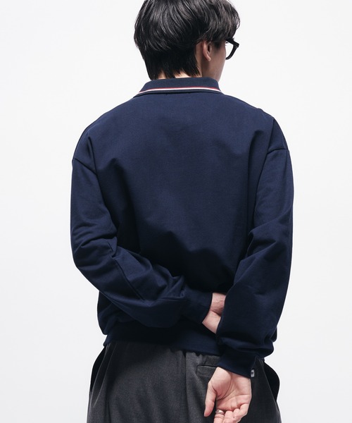 Adoon plain(アドーンプレーン)の「MINI PILE WAVE LOGO POLO / ミニ裏毛ウェーブロゴポロシャツ(ポロシャツ・メンズ・ライトグレー/ブラック/ネイビー・LARGE/MEDIUM)」の6枚目の写真