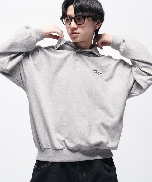 Adoon plain(アドーンプレーン)の「MINI PILE WAVE LOGO POLO / ミニ裏毛ウェーブロゴポロシャツ(ポロシャツ・メンズ・ライトグレー/ブラック/ネイビー・LARGE/MEDIUM)」の21枚目の写真