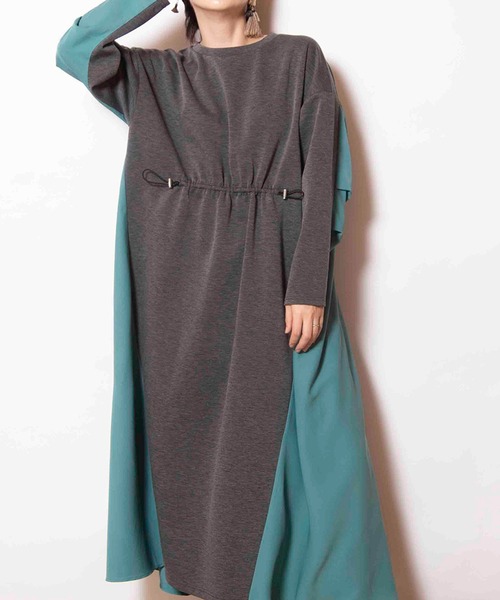 OSMOSIS(オズモーシス)の「2WAY切替ギャザーワンピース(ワンピース・レディース・グレー/ライトグレー/ブラック・ONE SIZE)」の3枚目の写真