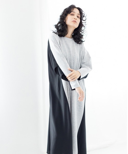 OSMOSIS(オズモーシス)の「2WAY切替ギャザーワンピース(ワンピース・レディース・グレー/ライトグレー/ブラック・ONE SIZE)」の1枚目の写真