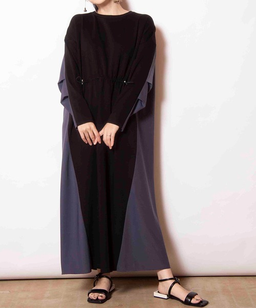 OSMOSIS(オズモーシス)の「2WAY切替ギャザーワンピース(ワンピース・レディース・グレー/ライトグレー/ブラック・ONE SIZE)」の2枚目の写真