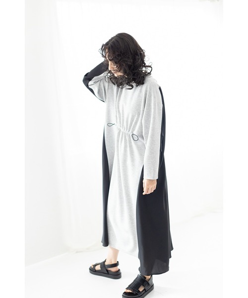 OSMOSIS(オズモーシス)の「2WAY切替ギャザーワンピース(ワンピース・レディース・グレー/ライトグレー/ブラック・ONE SIZE)」の6枚目の写真