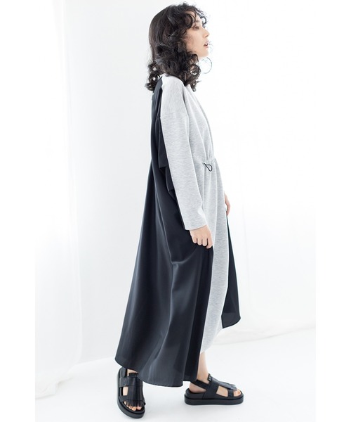 OSMOSIS(オズモーシス)の「2WAY切替ギャザーワンピース(ワンピース・レディース・グレー/ライトグレー/ブラック・ONE SIZE)」の8枚目の写真