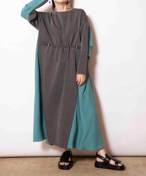 OSMOSIS(オズモーシス)の「2WAY切替ギャザーワンピース(ワンピース・レディース・グレー/ライトグレー/ブラック・ONE SIZE)」の11枚目の写真