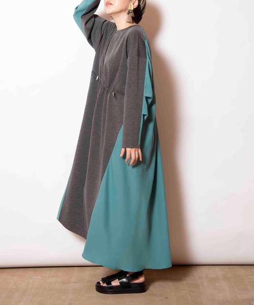 OSMOSIS(オズモーシス)の「2WAY切替ギャザーワンピース(ワンピース・レディース・グレー/ライトグレー/ブラック・ONE SIZE)」の13枚目の写真