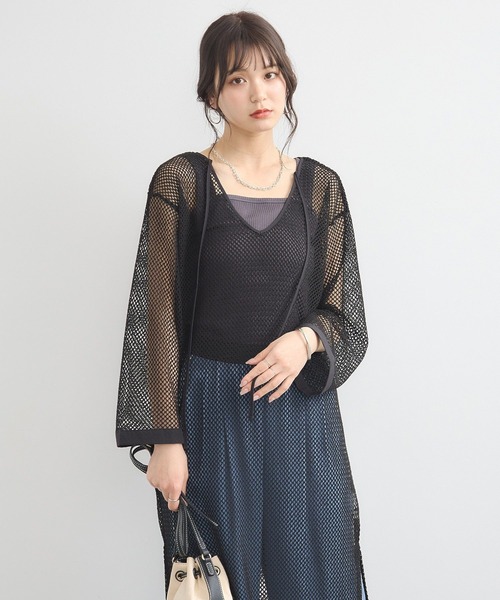 earth music&ecology(アースミュージックアンドエコロジー)の「メッシュレイヤードワンピース(ワンピース・レディース・ブラック/アイボリー/グリーン系その他3・FREE)」の14枚目の写真