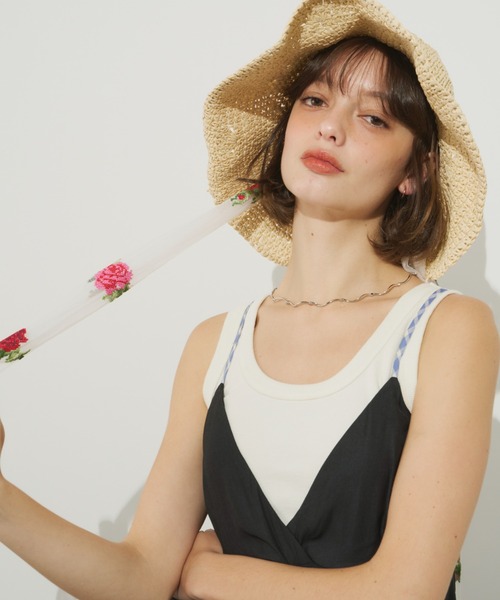 Unitage(ユニテージ)の「クロスステッチリボン麦わらHAT(ハット・レディース・ブラック系その他/ホワイト系その他/アイボリー/ブラック・FREE)」の8枚目の写真
