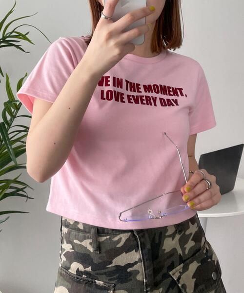 WEGO（ウィゴー）の「WEGO/ロゴラメちびT（Tシャツ/カットソー・レディース・ブラック/ピンク/ホワイト・FREE）」の3枚目の写真