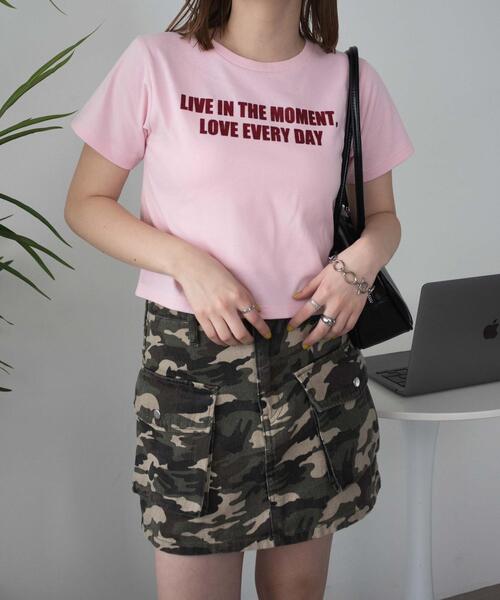 WEGO（ウィゴー）の「WEGO/ロゴラメちびT（Tシャツ/カットソー・レディース・ブラック/ピンク/ホワイト・FREE）」の13枚目の写真