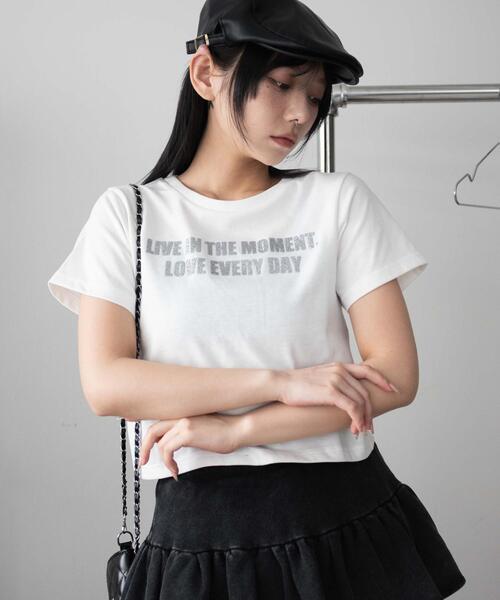 WEGO（ウィゴー）の「WEGO/ロゴラメちびT（Tシャツ/カットソー・レディース・ブラック/ピンク/ホワイト・FREE）」の4枚目の写真