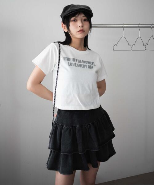 WEGO（ウィゴー）の「WEGO/ロゴラメちびT（Tシャツ/カットソー・レディース・ブラック/ピンク/ホワイト・FREE）」の5枚目の写真