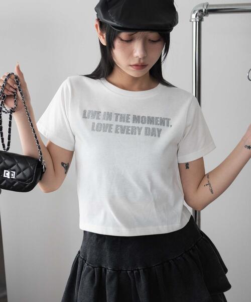 WEGO（ウィゴー）の「WEGO/ロゴラメちびT（Tシャツ/カットソー・レディース・ブラック/ピンク/ホワイト・FREE）」の6枚目の写真