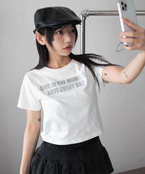 WEGO（ウィゴー）の「WEGO/ロゴラメちびT（Tシャツ/カットソー・レディース・ブラック/ピンク/ホワイト・FREE）」の7枚目の写真