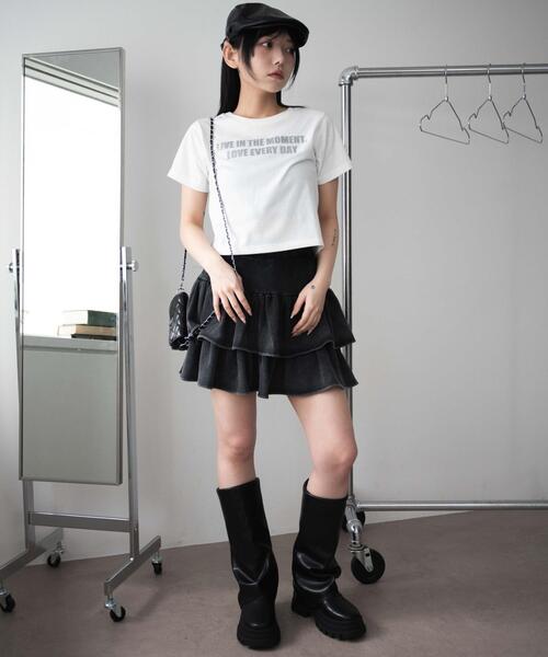 WEGO（ウィゴー）の「WEGO/ロゴラメちびT（Tシャツ/カットソー・レディース・ブラック/ピンク/ホワイト・FREE）」の8枚目の写真