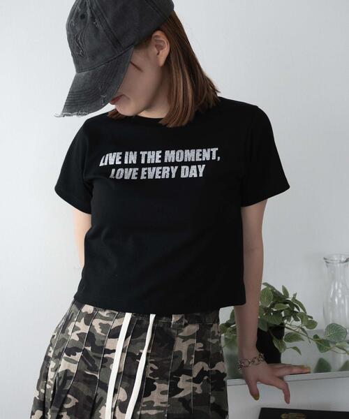 WEGO（ウィゴー）の「WEGO/ロゴラメちびT（Tシャツ/カットソー・レディース・ブラック/ピンク/ホワイト・FREE）」の9枚目の写真