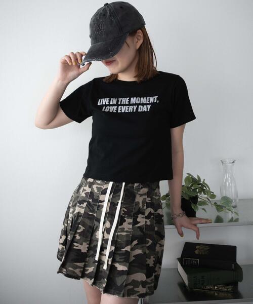 WEGO（ウィゴー）の「WEGO/ロゴラメちびT（Tシャツ/カットソー・レディース・ブラック/ピンク/ホワイト・FREE）」の10枚目の写真