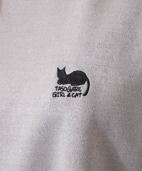 1111clothing(ワンフォークロージング)の「ガール&クロネコ スエードTシャツ / Girl & Kuroneko Suede T-Shirt(Tシャツ/カットソー・レディース・ブラック/オフホワイト/グレー・L/M)」の19枚目の写真