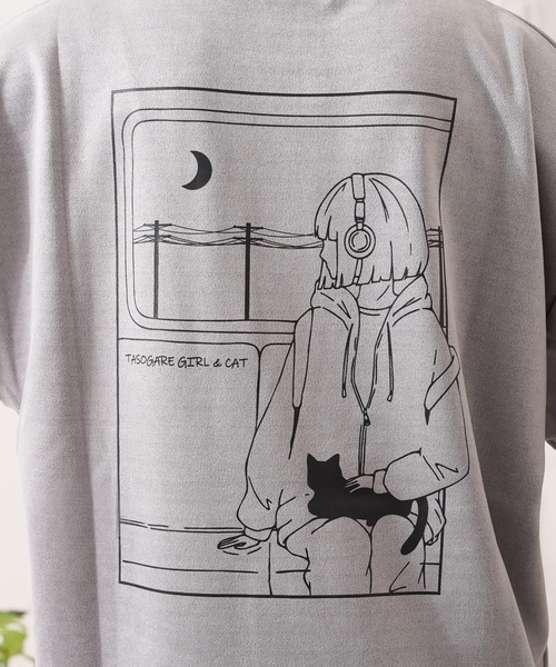 1111clothing(ワンフォークロージング)の「ガール&クロネコ スエードTシャツ / Girl & Kuroneko Suede T-Shirt(Tシャツ/カットソー・レディース・ブラック/オフホワイト/グレー・L/M)」の21枚目の写真