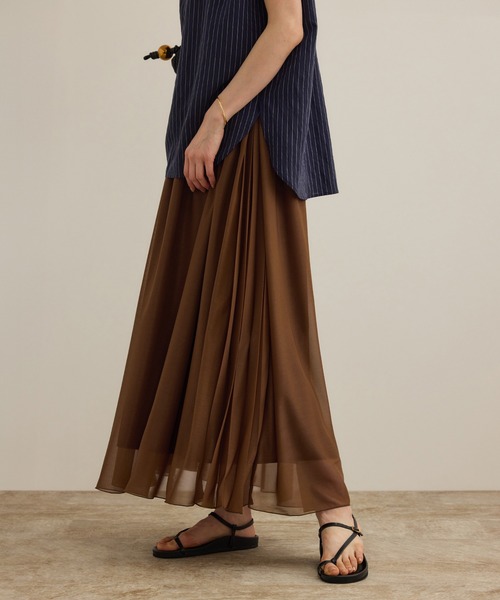 セール】【洗える】ブライトネスヤーン サイドプリーツスカート